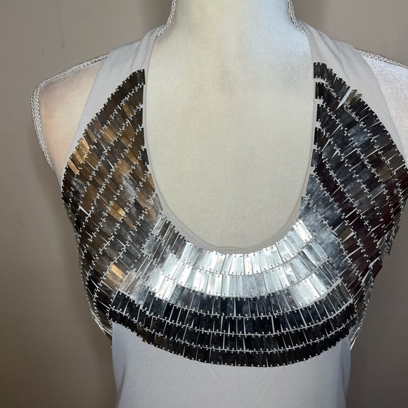 ⭐️Bebe Gray Halter Dress with Silver Accents - Picture 3 of 9